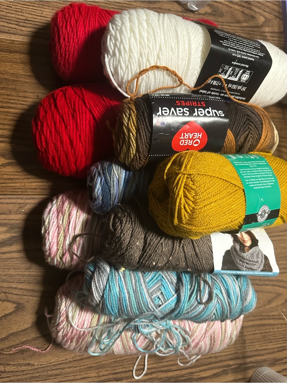 Red, Yellow & Neutral Knit Yarn Bundle 10 skeins